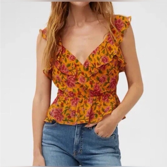 Veronica Beard Randa Floral Surplice Silk Top SZ 4 - Picture 1 of 6